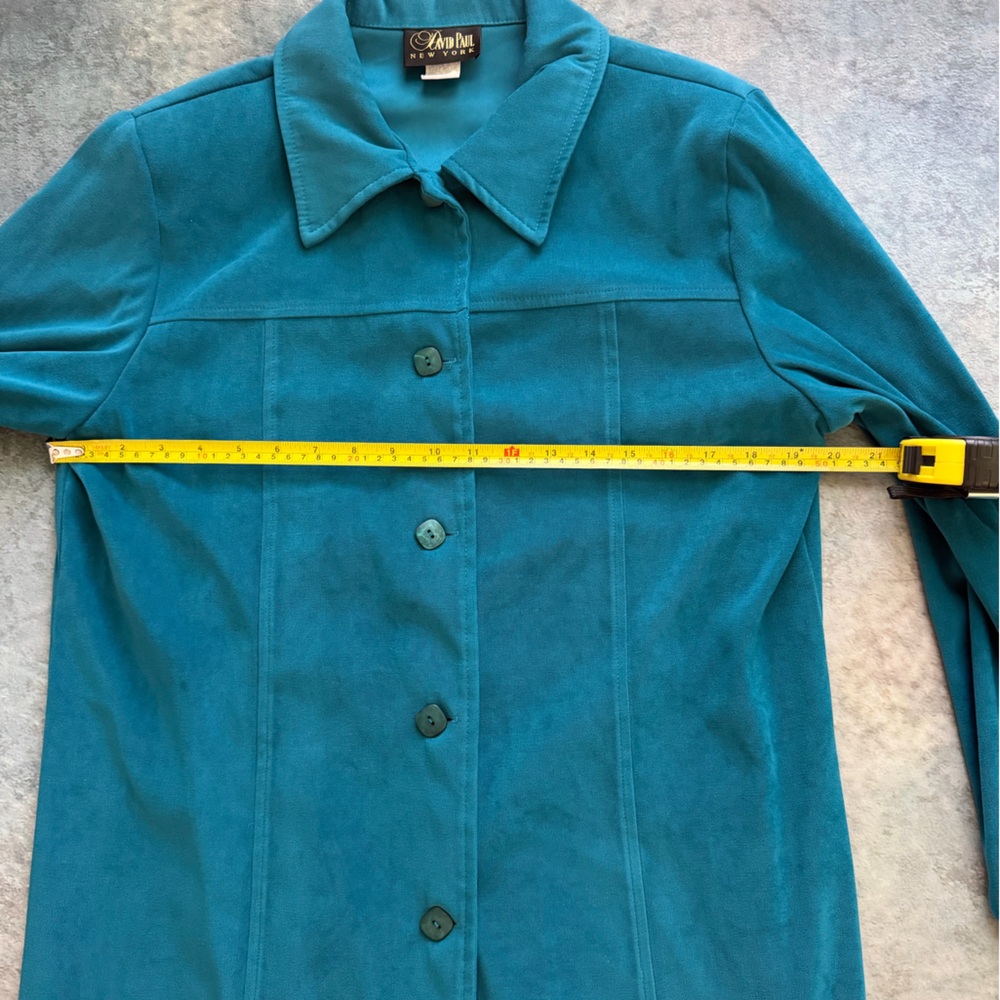 Vintage David Paul New York Teal Suede Women's Button-Front Jacket - Picture 6 of 7